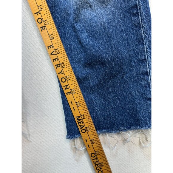J. Crew Women's Flare Crop Jeans Mid Rise Frayed Hem Denim Sz 26 Blue Distressed - Picture 10 of 12